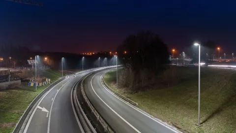 Ampera improves visibility with the best illuminance/consumption ratio on Daussoulx interchange in Belgium